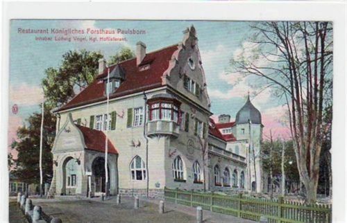 Berlin Wilmersdorf, Grunewald mit Restaurant Forsthaus Paulsborn gelaufen von 1910. Gute Erhaltung.