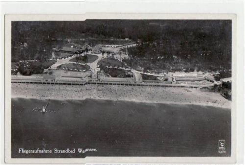 Berlin Zehlendorf, Wannsee mit Fliegeraufnahme vom Strandbad. ungelaufen handschriftliches Datum von 1932. Gute Erhaltung.