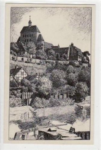 Havelberg Federzeichnung von Havelberg, Dom mit Stadtgraben ungelaufen Top Erhaltung.