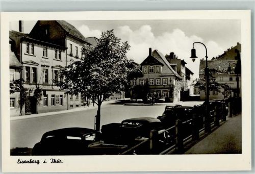 Eisenberg Dorfplatz Gasthaus Emailleschild Straßenlaterne