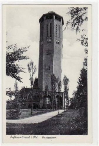 Varel mit Wasserturm gelaufen, 1938. Gute Erhaltung.