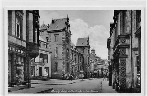 Merzig Merzig. Adolf Hitlerstraße Stadthaus ungelaufen Leicht bügig, sonst gut erhalten WK II