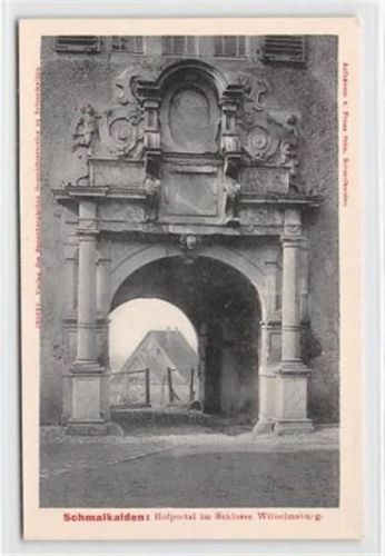 Schmalkalden Schmalkalden in Thüringen. Schloss Wilhelmsburg, Hofportal ungelaufen Top Erhaltung.