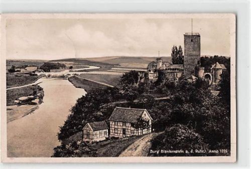 Hattingen-Blankenstein an der Ruhr. Burg Blankenstein Anno 1226 gelaufen. Leichter Stempeldurchdruck, sonst gut erhalten