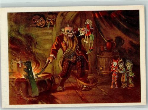 1957 Das goldene Schlüsselchen Pinocchio AK