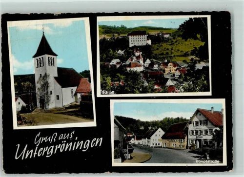 73453 W7083 Untergröningen Gebrauchsspuren Kirche Schloss Hauptstraße Rathaus