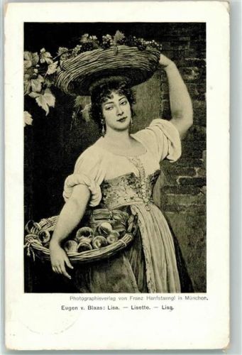 1917 sign. Eugen von Blaas - "Lisette" Tracht Früchte WEintrauben Äpfel