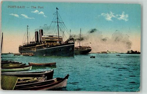 Port Said Dampfer Fischerboote Ruderboote