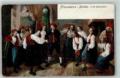 1900 Axel Eliassons Kunstverlag Nr. 1166 Friaredarns i Delsbo Volkstanz AK