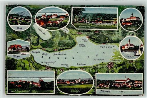 86911 W8918 Dießen a. Ammersee - Landkarte Buch Breitbrunn Hersching Andechs St. Alban Utting