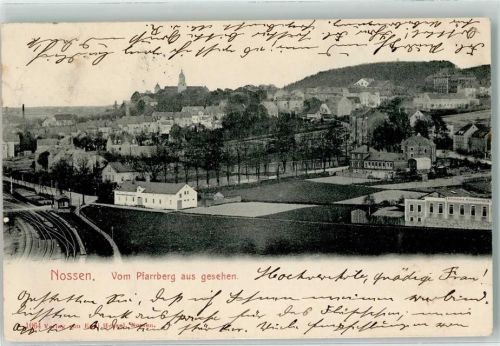 01683 O8255 Nossen 1906 - vom Pfarrberg aus gesehen Bahnlinie