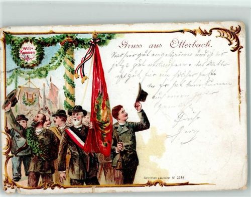 Tracht Fahne Otterbach Schwarz-Weiß-Rot 1902 Gebrauchsspuren