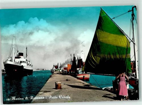 48023 Marina di Ravenna - Port Canal Kanalhafen Hafen Schiff Segel Leuchtturm