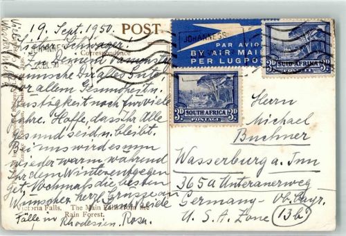Johannesburg Mehrfachfrankatur Luftpost Marke