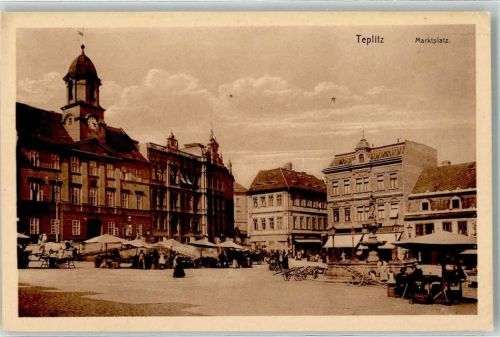 Teplice Marktplatz Marktszene Uhr