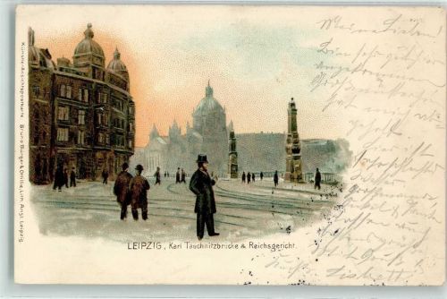 O7000 Leipzig Reichsgericht Verlag Bruno Bürger u. Ottillie Nr. 2007 Gericht 1899 Lithographie / Künstlerkarte
