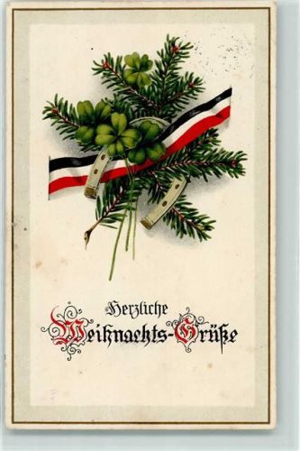 Weihnachtsgrüsse Klee Fahne Hufeisen Propaganda WK I 1915
