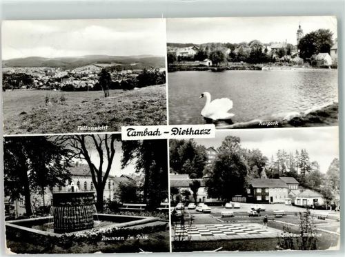 Tambach-Dietharz Kurpark Schwan Brunnen Milchbar Oldtimer Schach