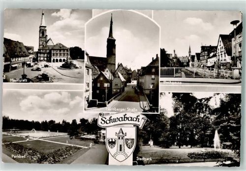 Schwabach Posthilfstelle Schwimmbad Marktplatz BrunnenKirche St.Johannes St.Martin Nürnberger Strasse Bachgasse Brunnen Wappen
