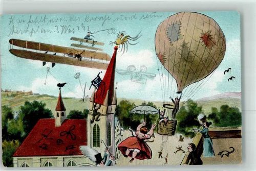 1910 Heißluftballon Humor Wetterhahn