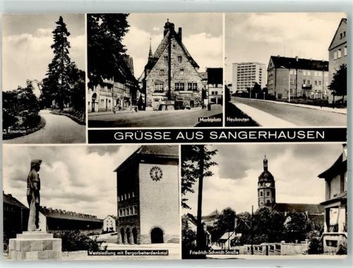 Sangerhausen Bergarbeiterdenkmal Rosarium Marktplatz Neubausiedlung