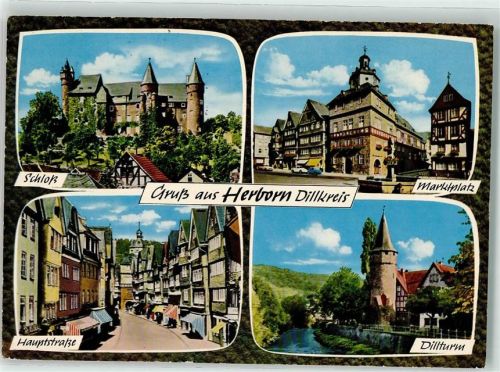 Herborn Marktplatz Dillturm Hauptstrasse Schloss Brunnen