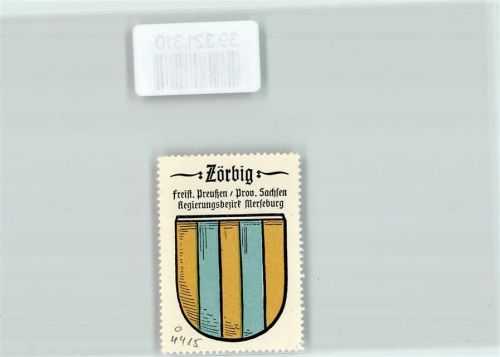 Zörbig Vignette Wappen Freist. Preußen Prov. Sachsen Regierungsbezirk Merseburg