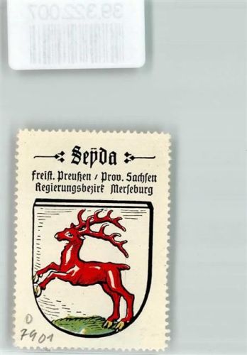 Seyda Vignette Wappen Freist. Preußen Prov. Sachsen Regierungsbezirk Merseburg