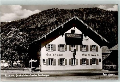 82490 W8105 Farchant Foto AK Gasthaus Pension Kirchmayer