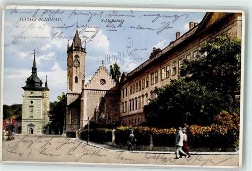 Teplice Schloßplatz Turm Uhr