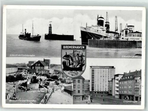 Bremerhaven Fischdampfer Columbuspier Lloydstraße strandhalle Tiergrotten Wappen Litfaßsäule