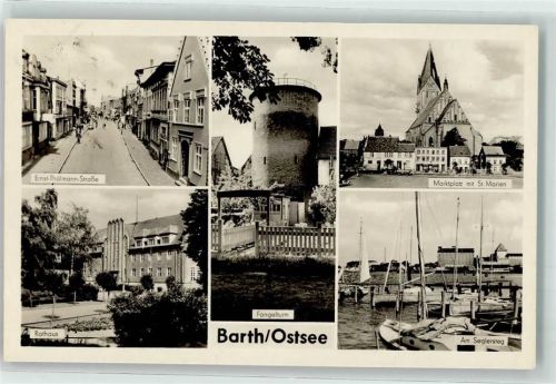 Barth Marktplatz St. Marienkirche Fangelturm Rathaus Segelboothafen
