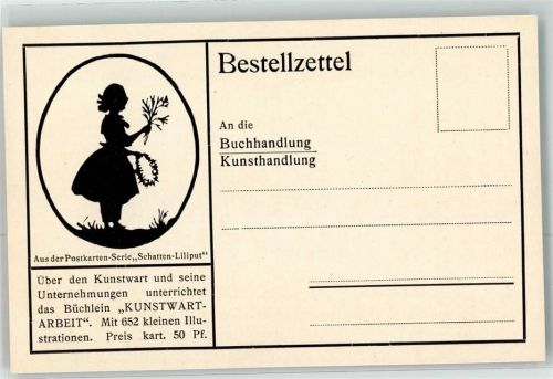 Bestellzettel Kunstwart Arbeit Serie Schatten Liliput Passepartout