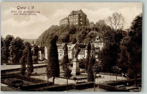 Greiz Blick auf Denkmalsplatz u. Oberes Schloss