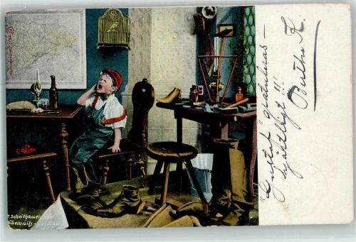 1903 sign.Scheithauer Kind Vogelkäfig