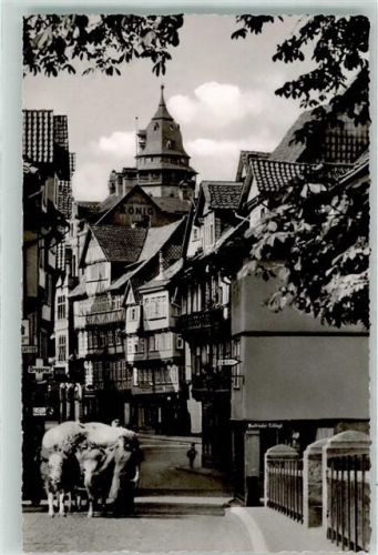 Hann Münden Blick in die Lange Straße Ochsengespann