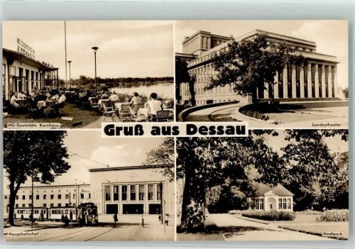 39606 O3541 Dessau , Altmark - HO- Gasthaus Kornhaus Hauptbahnhof Landestheater Straßenbahn