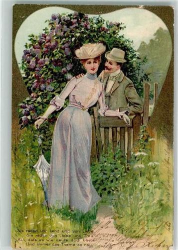 1904 Liebespaar Lithographie Poesie / Liebe
