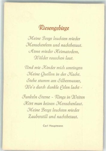 Riesengebirge Gedicht Carl Hauptmann