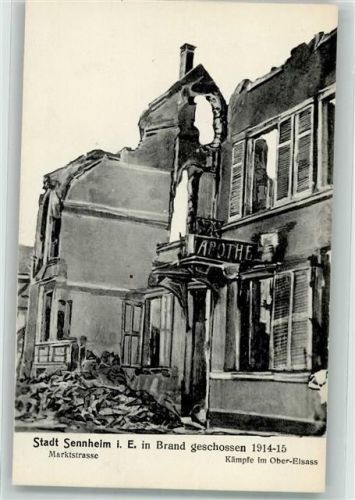 68700 Cernay Sennheim Foto AK Maktstrasse Apotheke Ruine