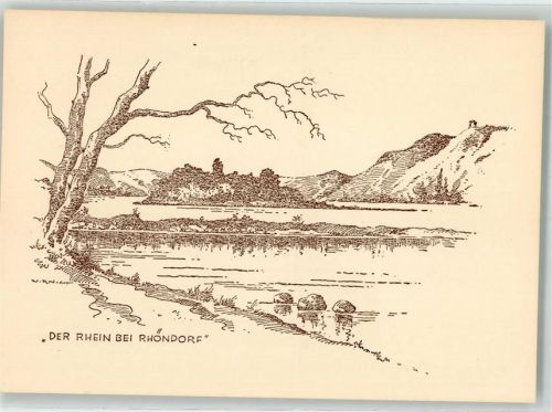 Rhöndorf Zeichnung Der Rhein bei Rhöndorf sign. Virnicht