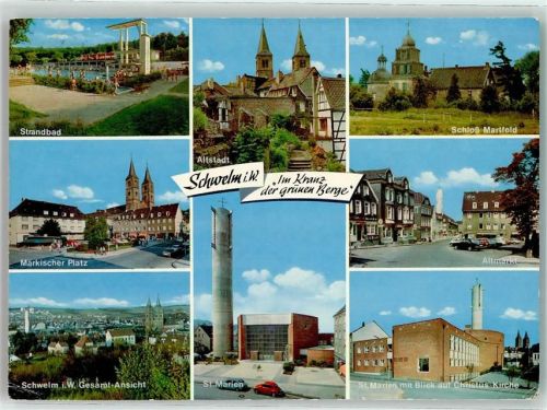 Schwelm 1973 Schwimmbad Märkischer Platz Altstadt Schloss Martfeld Kirche St. Marien Altmarkt Christus-Kirche