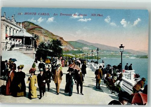 Monte Carlo Les Terrasses du Casino Pavillon Mann Frau Stock Hut Schirm