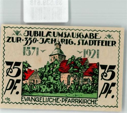 Angerburg Notgeld zur 350 Jahrfeier 1921 75 Pfennig
