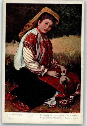 sign. Mrkvicka Mädchen in bulgarischer Tracht Minerva 263