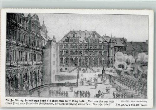 Heidelberg sign. C. Schubart Zerstörung Heidelbergs 1689