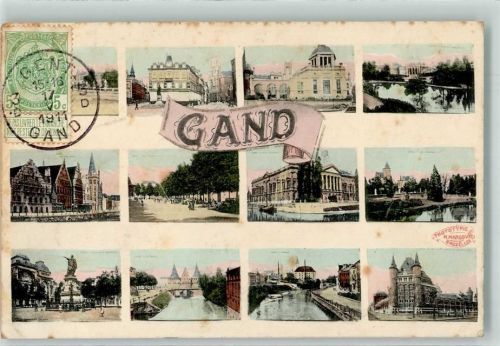 Gand 1911 Denkmal Kanal Foto AK