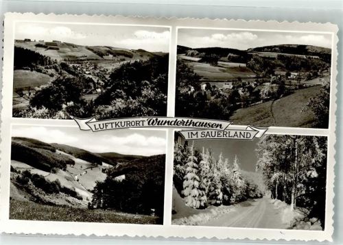 57319 W5920 Wunderthausen KEINE AK Waldweg im Winter Ortsansichten aus verschiedenen Perspektiven Werbung für Privatpension Dienst