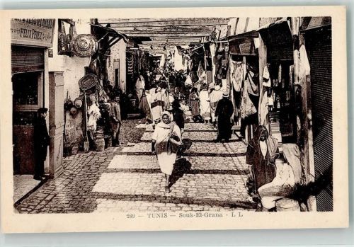 Tunis Handlung Tracht Marktszene Souk-el-Grana