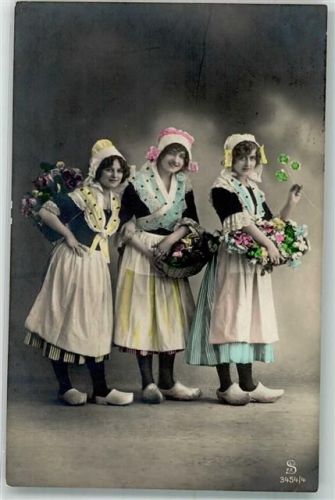 1921 Frau Tracht Klee Blumen Korb S.I.J.E.F. 3454/4